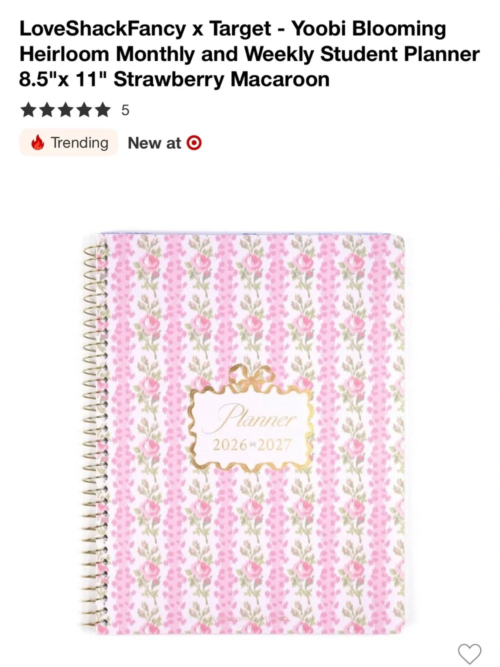 💗🎯 LoveShackFancy × Target - Monthly & Weekly Student Planner 8.5